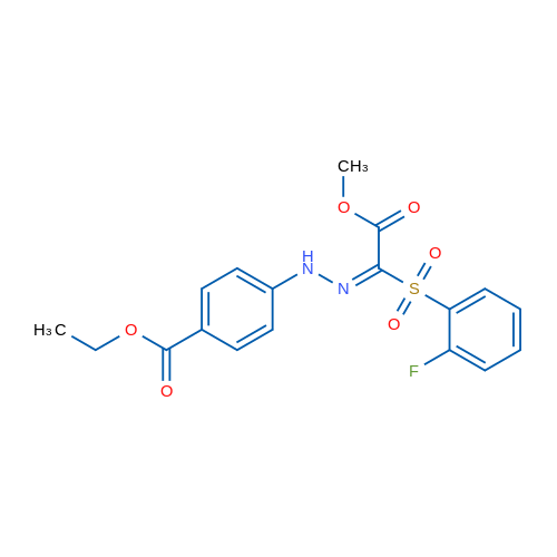 Ethyl 4-[(E)-2-[1-(2-fluorobenzenesulfonyl)-2-methoxy-2-oxoethylidene]hydrazin-1-yl]benzoate 1g