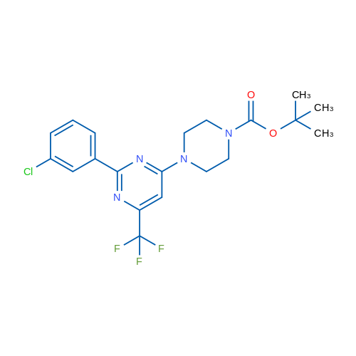 tert-Butyl 4-[2-(3-chlorophenyl)-6-(trifluoromethyl)pyrimidin-4-yl]piperazine-1-carboxylate 1g