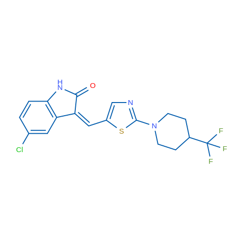 (3Z)-5-Chloro-3-({2-[4-(trifluoromethyl)piperidin-1-yl]-1,3-thiazol-5-yl}methylidene)-2,3-dihydro-1H-indol-2-one 1g