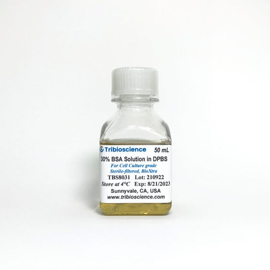 30% Bovine Serum Albumin (BSA) solution in DPBS, for Cell Culture, sterile-filtered, BioXtra.
