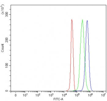 Flow cytometry testing of fixed and permeabilized human JK cells with LRCH4 antibody at 1ug/million 