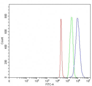 Flow cytometry testing of fixed and permeabilized human 293T cells with NEUROD2 antibody at 1ug/mill