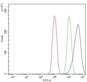 Flow cytometry testing of human PC-3 cells with SRD5A1 antibody at 1ug/million cells (blocked with g