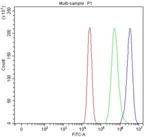 Flow cytometry testing of fixed and permeabilized human MCF-7 cells with ITPK1 antibody at 1ug/milli