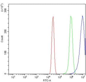 Flow cytometry testing of human A431 cells with PPARG antibody at 1ug/million cells (blocked with go