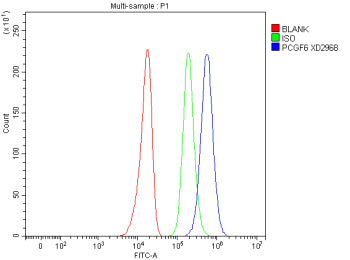 Flow Cytometry analysis of U251 cells using anti-PCGF6 antibody. Overlay histogram showing U251 cell