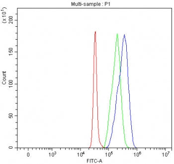 Flow cytometry testing of fixed and permeabilized human SH-SY5Y cells with PXYLP1 antibody at 1ug/mi