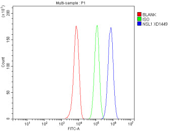 Flow Cytometry analysis of HepG2 cells using anti-NSL1 antibody. Overlay histogram showing HepG2 cel