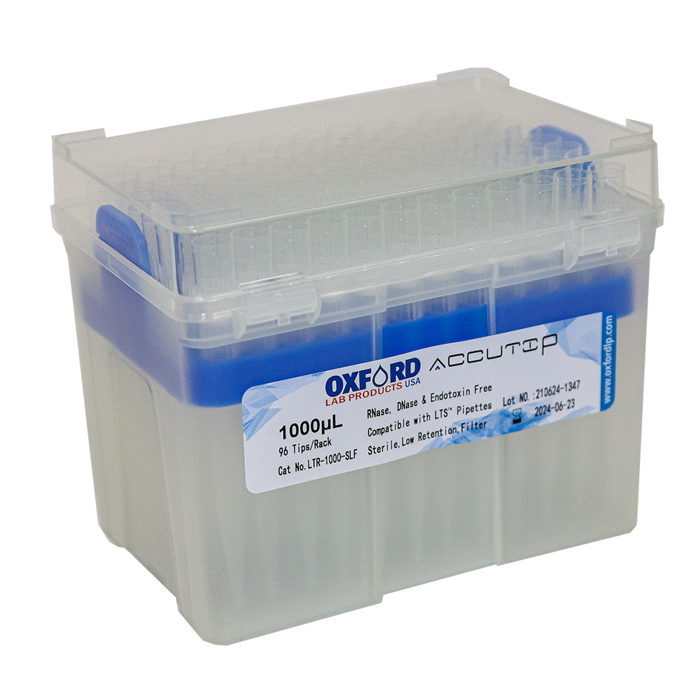 1000ul LTS™ Compatible, Sterile, Low Retention, Filter 96 tips/rack, 10 racks/pack, 5 packs/case