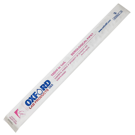 Oxford LP Serological Pipettes, 100 mL, Pink, Sterile, Individually Wrapped, 50 /Case