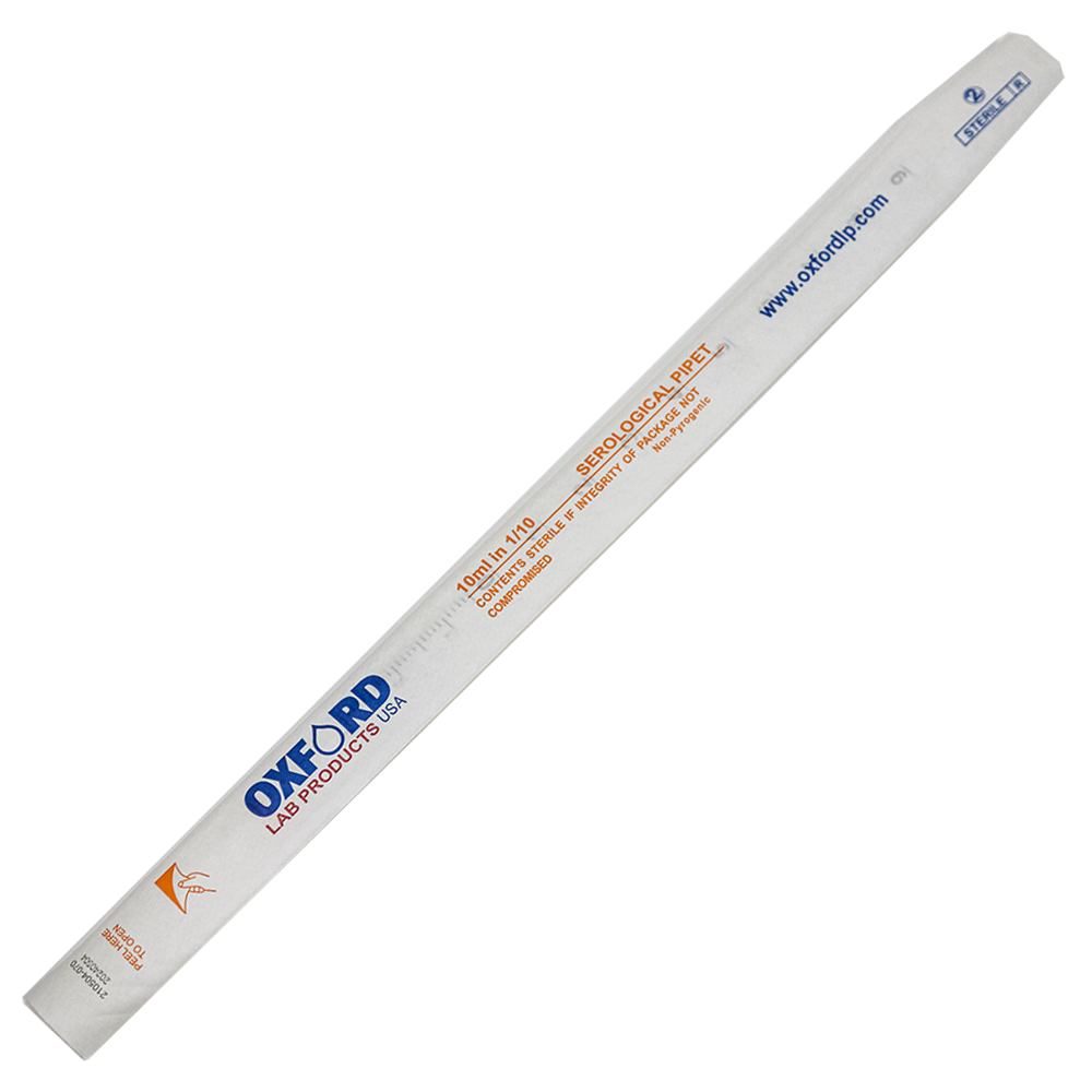 Oxford LP Serological Pipettes, 10 mL, Orange, Sterile, DNase/RNase free, Individually Wrapped, 200 /Case