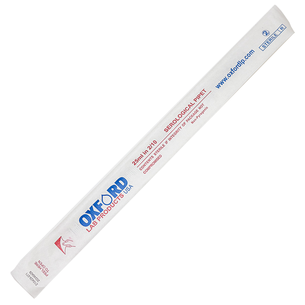 Oxford LP Serological Pipettes, 25 mL, Red, Sterile, DNase/RNase free, Individually Wrapped, 150 /Case