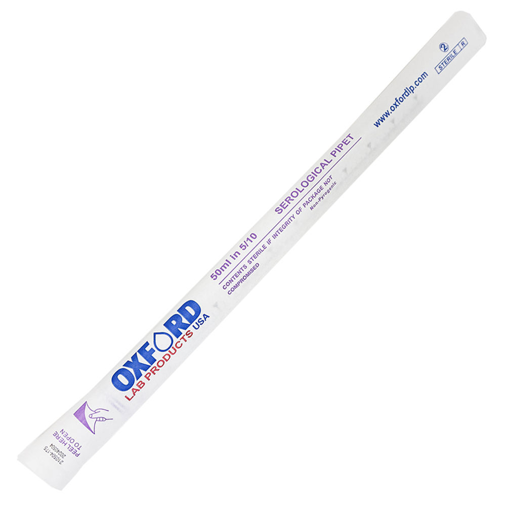 Oxford LP Serological Pipettes, 50 mL, Purple, Sterile, Individually Wrapped, 100 /Case